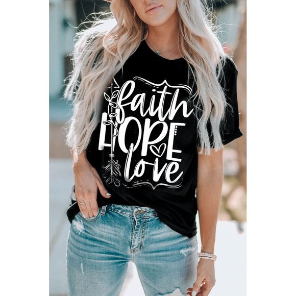 A Classy Chic Boutique Tops - FAITH HOPE LOVE Cuffed Short Sleeve Tee